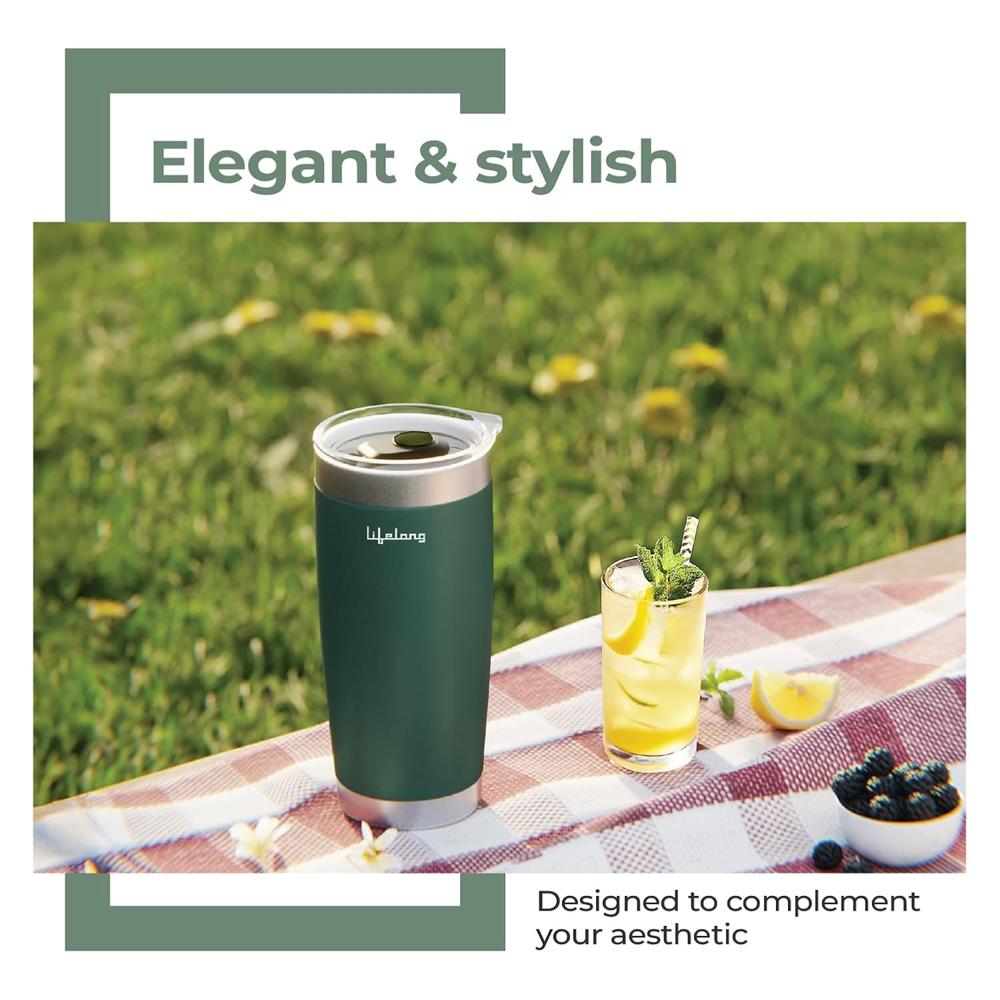 Lifelong Double-Walled Vacuum Insulated Coffee Mug 600ml| Keeps Drinks Hot for 8 Hours & Cold for 12 Hours | Durable Stainless Steel with Comfort-Grip(LLTBR06)