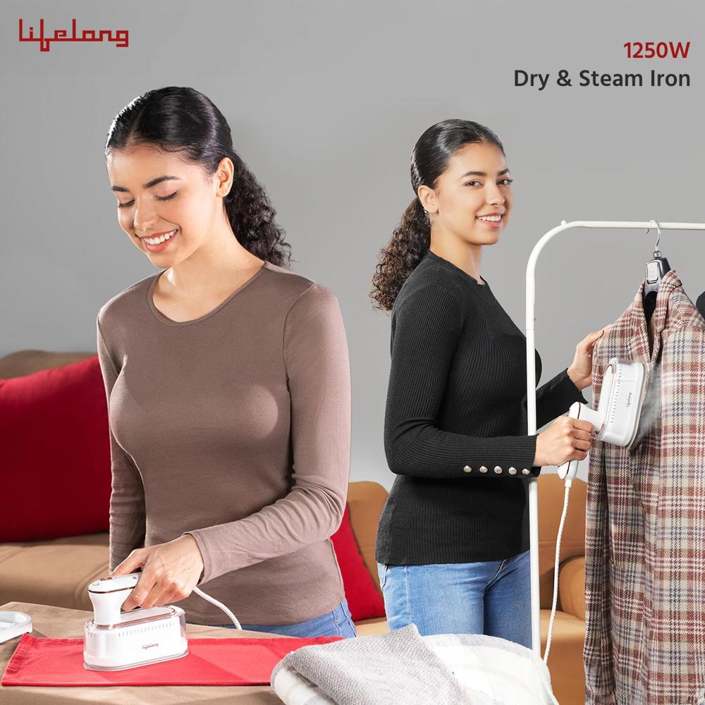 Lifelong 1250 Watt Garment Steamer for Clothes | Handheld Garment Steamer with Rest Stand for Iron | Portable & Foldable Mini Steam Press Suitable For Traveling - 90 ml Tank Capacity (LLGRMS901)
