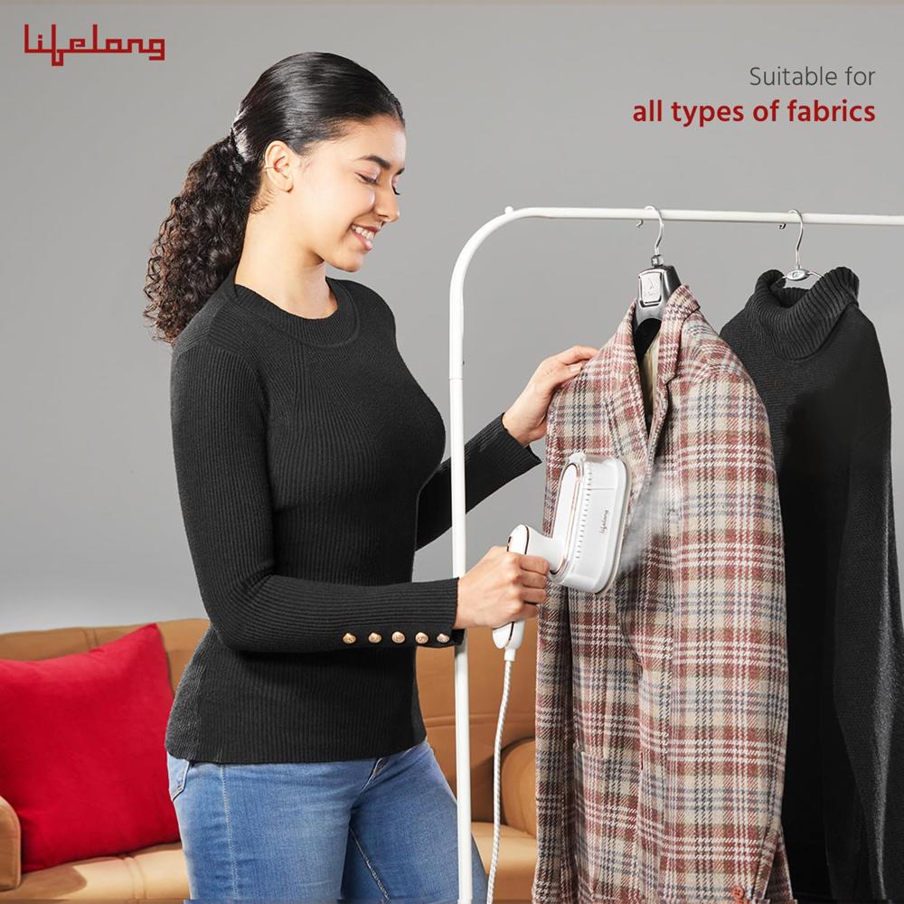 Lifelong 1250 Watt Garment Steamer for Clothes | Handheld Garment Steamer with Rest Stand for Iron | Portable & Foldable Mini Steam Press Suitable For Traveling - 90 ml Tank Capacity (LLGRMS901)