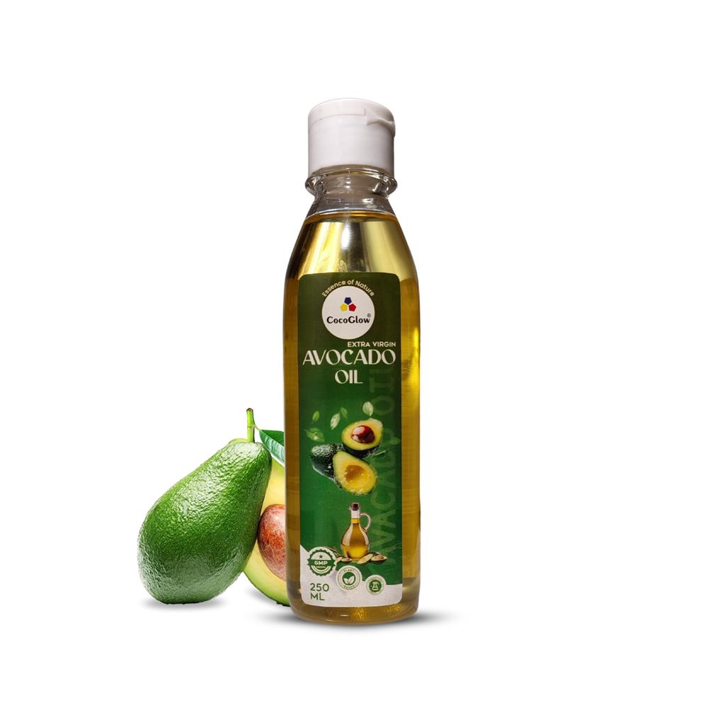 Extra Virgin Avocado Oil 250ML - Organic Fresh Avocado, Dark Green, Cold Pressed, 250°C Smoke Point, 100% Pure, Dark Glass Bottle