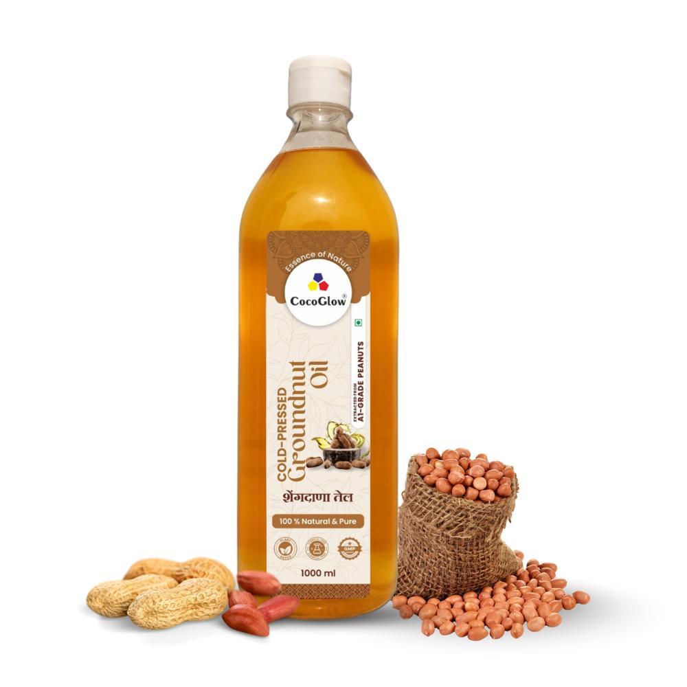 Cold Pressed Groundnut Oil 1L - 100% Pure Organic Golden Yellow Mild Nutty Aroma Cold Pressed PET Bottle