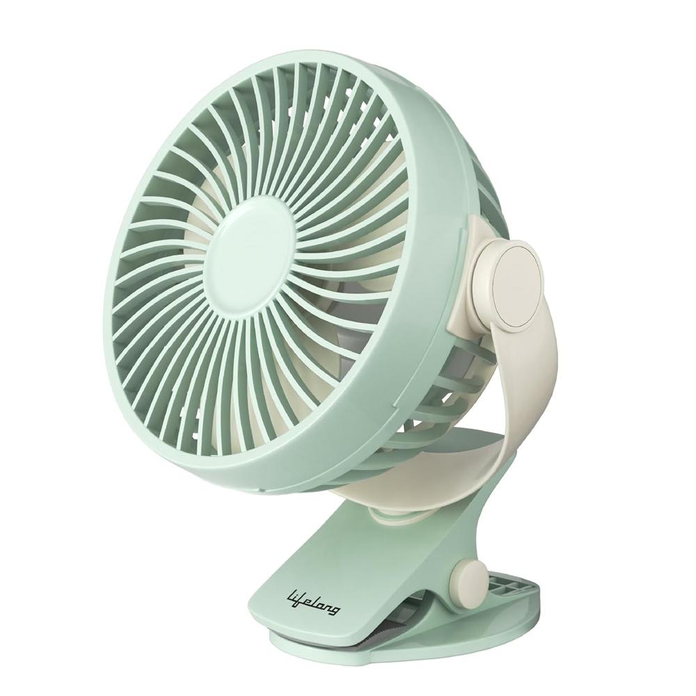 Lifelong Portable Usb Fan With 3 Speeds | Up To 5-hours Battery Backup | Type-c Charging, 2000mah Battery, Overcharge - Color: Matcha Green