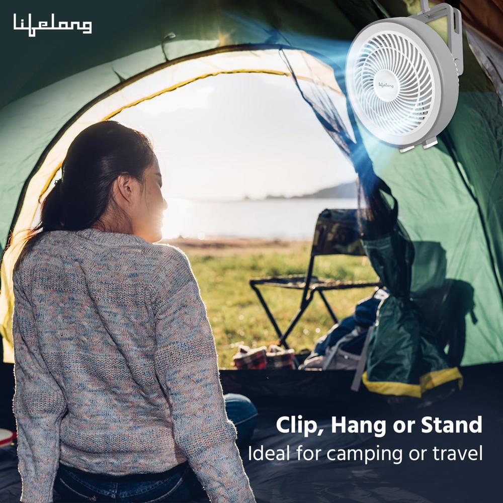 Lifelong USB Table Fan 180W - Rechargeable & 5-Hr Battery Backup - Portable Fan, High-Speed Fan, Charging Fan, Battery(LLUSBTF03)