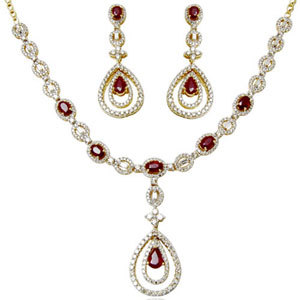 Diamond And Ruby Jewelry Sets, Real Ruby Jewelry, Natural Ruby Jewelry Gender: Women'S