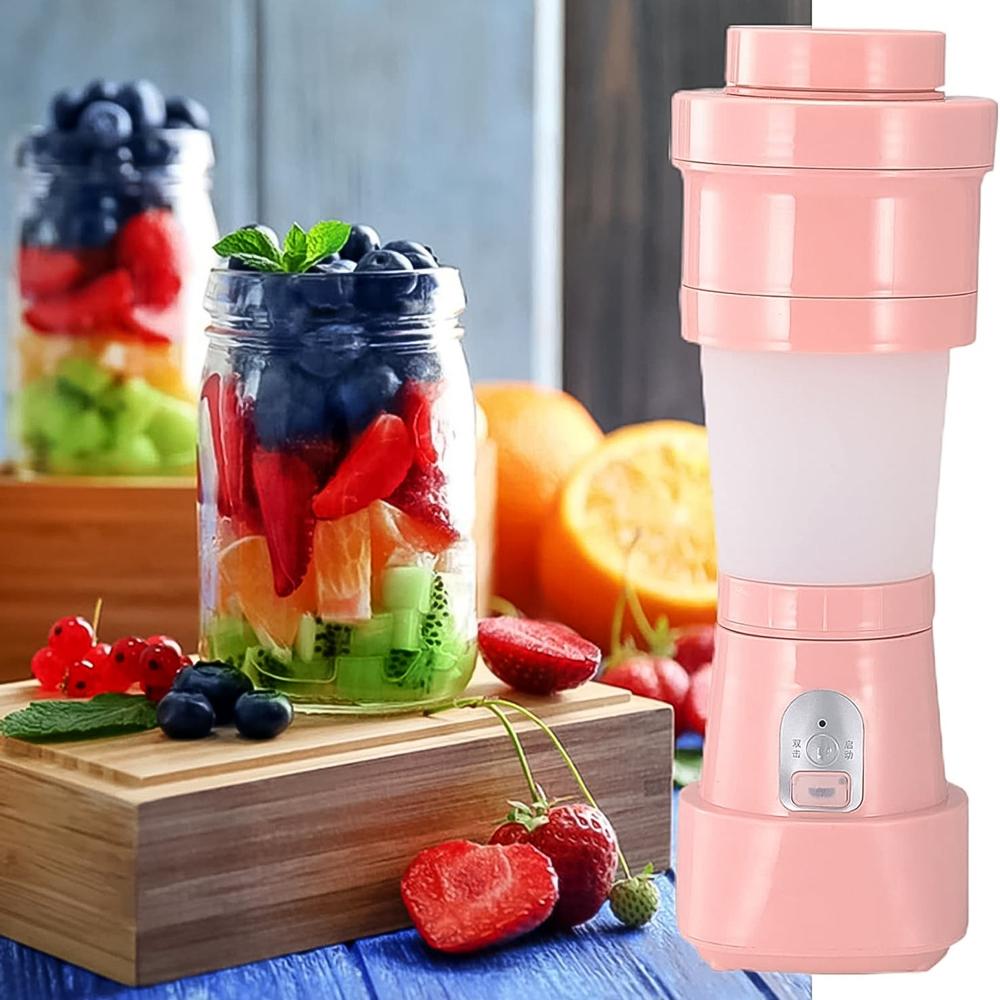 Foldable Electric Juicer Portable Blender Stainless Steel 6 Blades (500 Ml) - Color: Mix