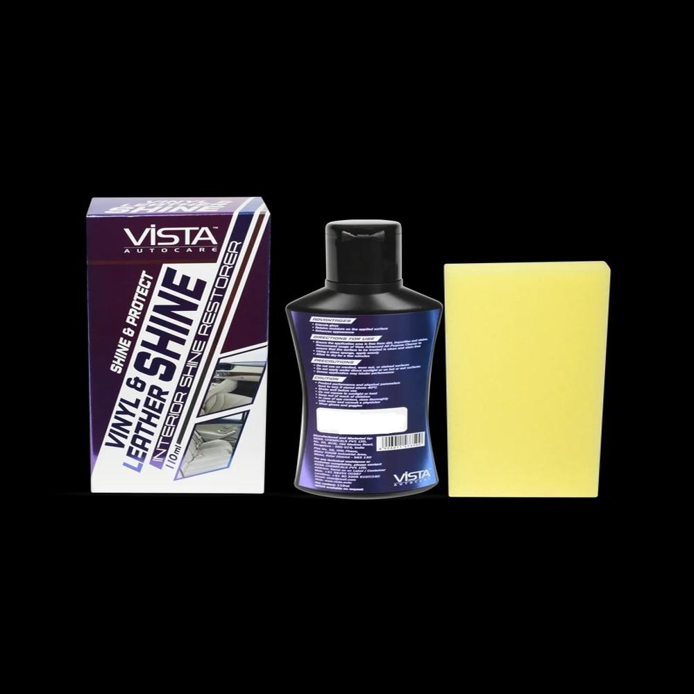 Vista Vinyl & Leather Shine 110ml - Liquid Polish, Clear | Cleans, Shines, Protects Vinyl, Leather, Rubber Surfaces