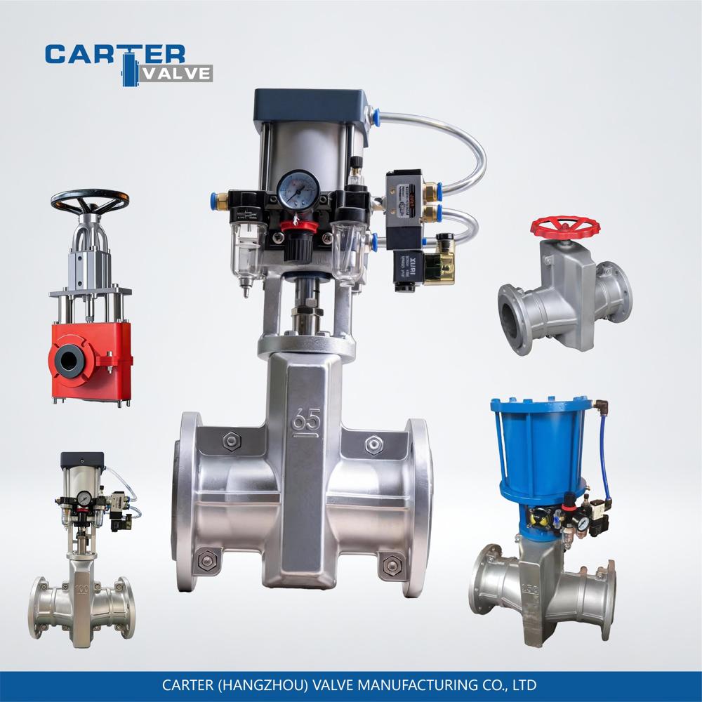 Pinch Valve / Sleeve Pinch Valve, Cast Iron, Flanged, Pneumatic Actuated, Rubber Sleeve Structure, Slurry/Powder Media, DIN Standard