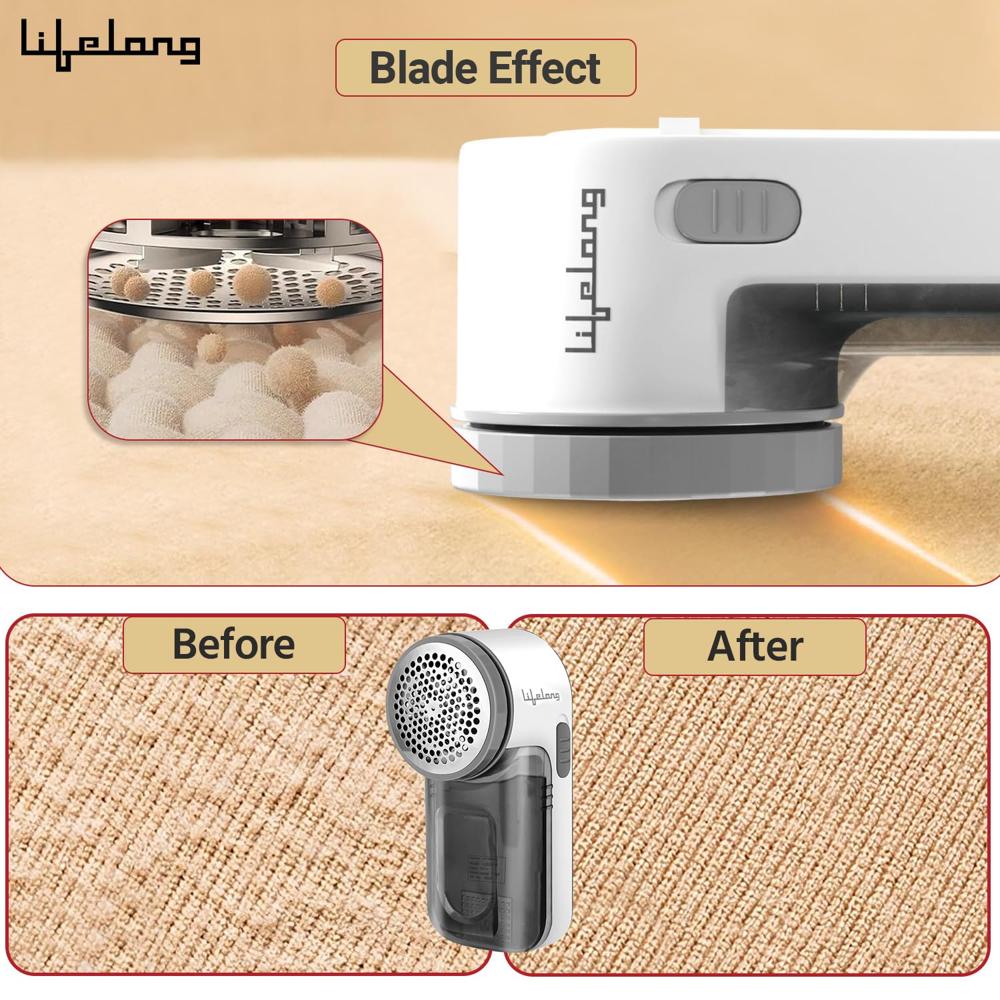 Lifelong 2-in-1 Lint Remover for Clothes with Brush |9000 RPM| Fabric Shaver for Woollen Sweaters, Cotton Clothes, Sofa Covers | Dust & Pet Hair Remover from Clothes - Batteries Not Included (LLELR09)