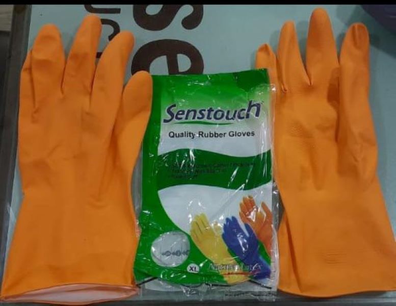 Senstouch House Hold Rubber Hand Gloves - Color: Orange