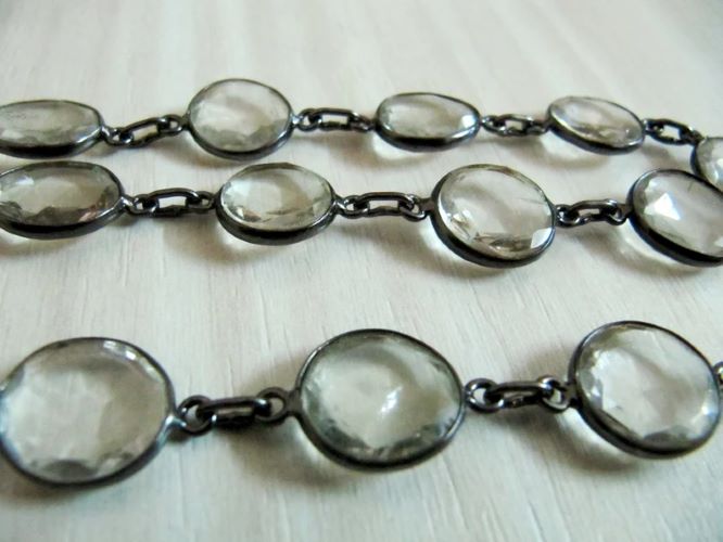 Natural Crystal Quartz Nugget Briolette Connector Chain Uneven Free Shape 12to15mm