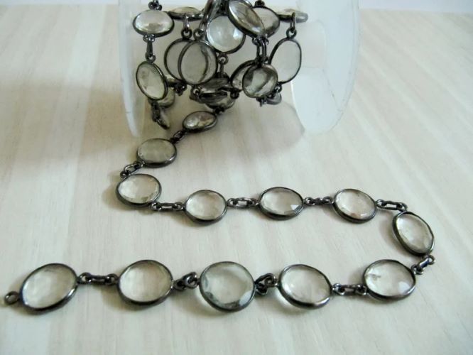 Natural Crystal Quartz Nugget Briolette Connector Chain Uneven Free Shape 12to15mm