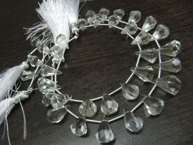 Natural Rock Crystal Quartz Briolette Faceted Teardrop 6x10mm to 9x15mm Beads Sold per Strand 8 inches