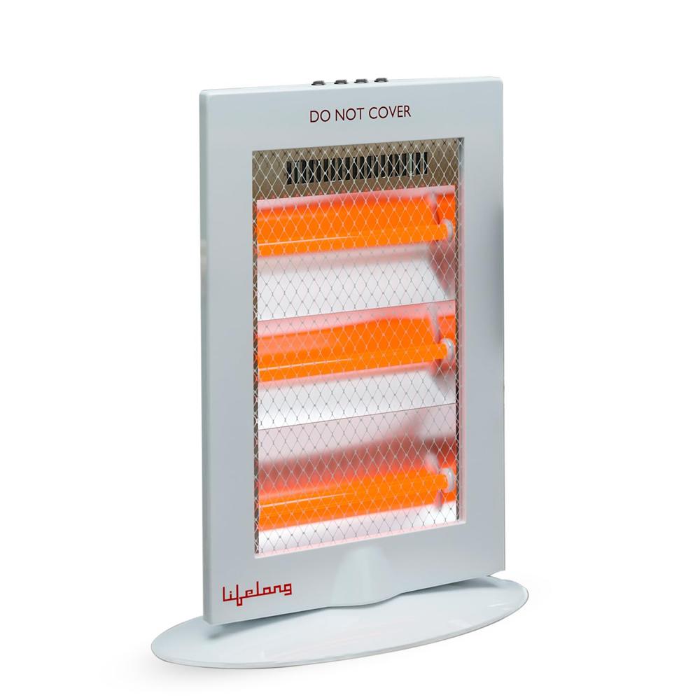 Lifelong Regalia Plus 1200 Watts Halogen Room Heater For Home With 3 Power Settings | Isi Certified | Halogen Room Heater | Oscillation Function | 1 Year Manufacturer's Warranty (llhh921, Grey) - Color: White