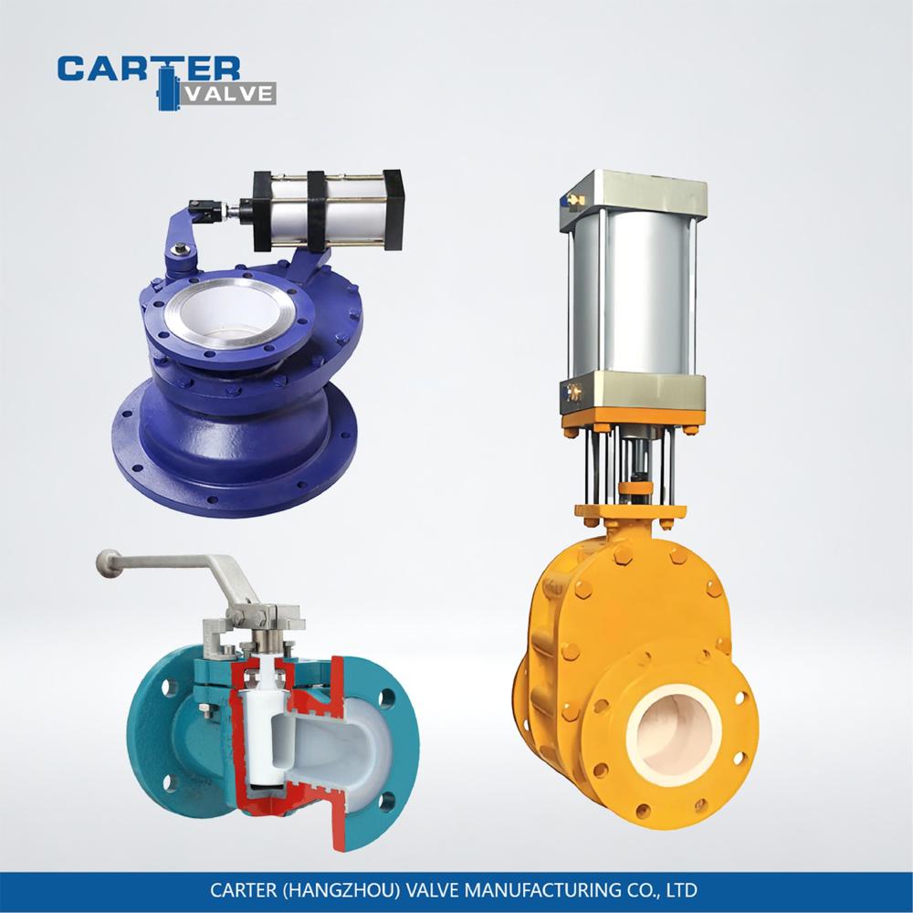 Ceramic Gate Valve / Knife Gate Ceramic Valve, Alumina Ceramic, Flanged, Pneumatic Actuated, Knife Gate Structure, Ash Slurry/Powder, DIN Standard