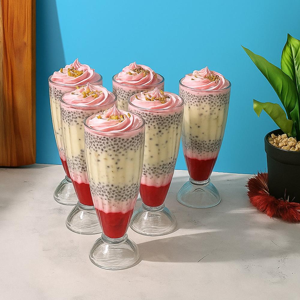 Apex Premium Dessert & Falooda Glasses (Approx 400Ml / 6 Pc) - Color: Mix