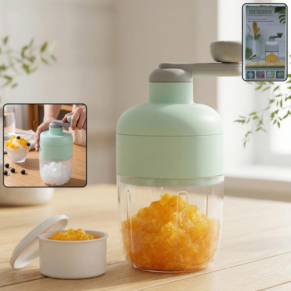 Manual Ice Crusher Shaved Ice Machine with Hand Crank (1 Set)