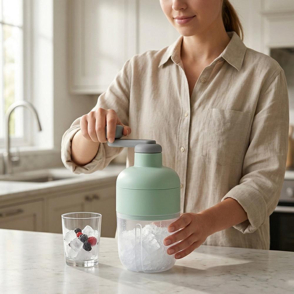 Manual Ice Crusher Shaved Ice Machine with Hand Crank (1 Set)