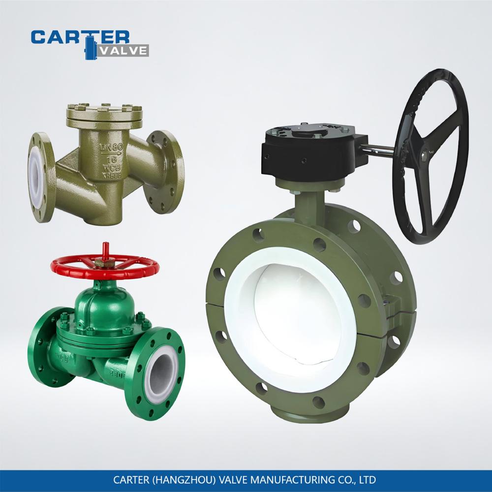 Fluorine Lined Ball Valve / PFA Lined Ball Valve, Stainless Steel with PFA Lining, Flanged, Pneumatic Actuated, Floating Ball Structure, Chemical Liquid, ASME B16.34 Standard