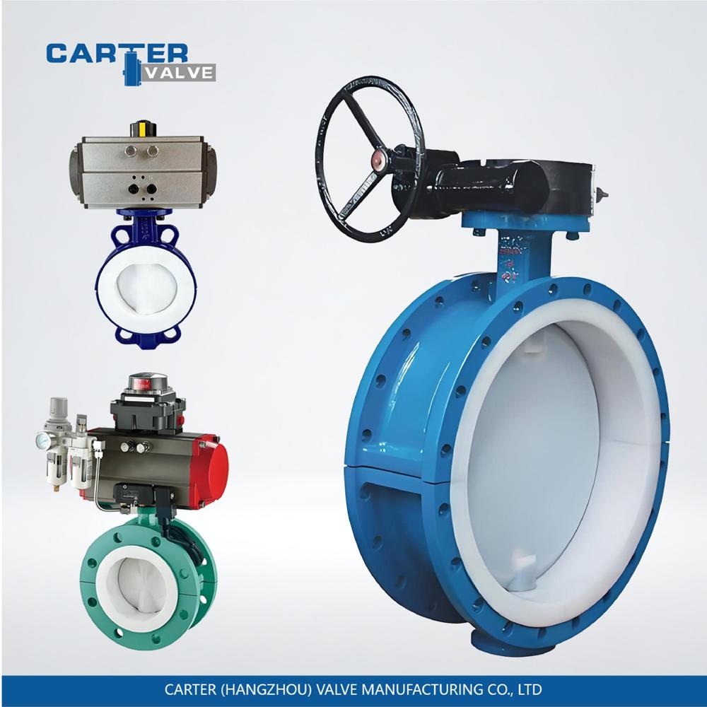 Fluorine Lined Ball Valve / PFA Lined Ball Valve, Stainless Steel with PFA Lining, Flanged, Pneumatic Actuated, Floating Ball Structure, Chemical Liquid, ASME B16.34 Standard