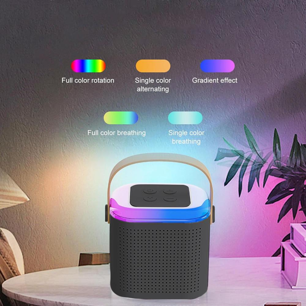 Wireless Speaker Microphone Set With Rgb Light  Portable Karaoke - Color: Mix