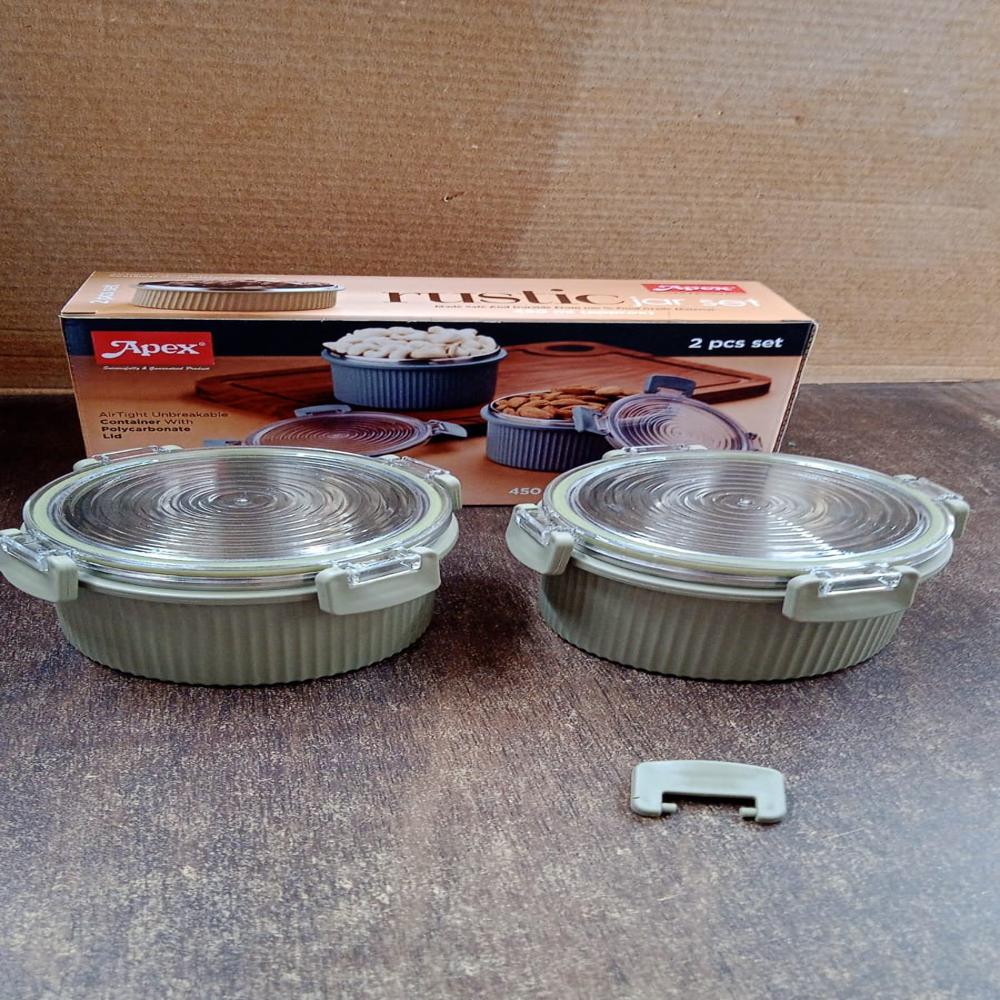 Apex Rustic Jar Set  2 Pcs, 450ml Each Approx