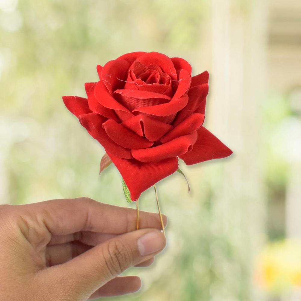 Hair Clip Red Rose Bridal Hair Pins Rose (12 Pcs Set / Red Color Only)