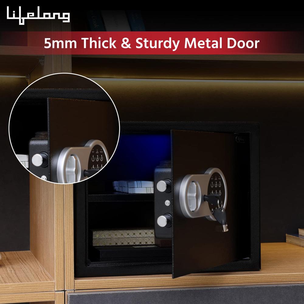 Lifelong 34 L Carbon Steel Digital Safe Locker Box For Home & Office | Inbuilt LED Light | Essential Smart Home Locker for Gold, Jewellery, Cash | Tijori Box, Wardrobe Compatible, 1 Yr Warranty, Black(LLHSL12)