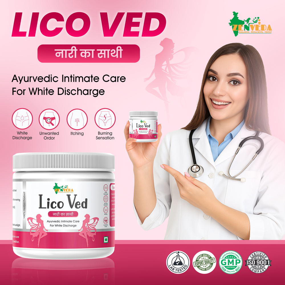 Zen Veda Lico Ved White Discharge Vaginal Support - 60 Caps - Best Before: 3 Years