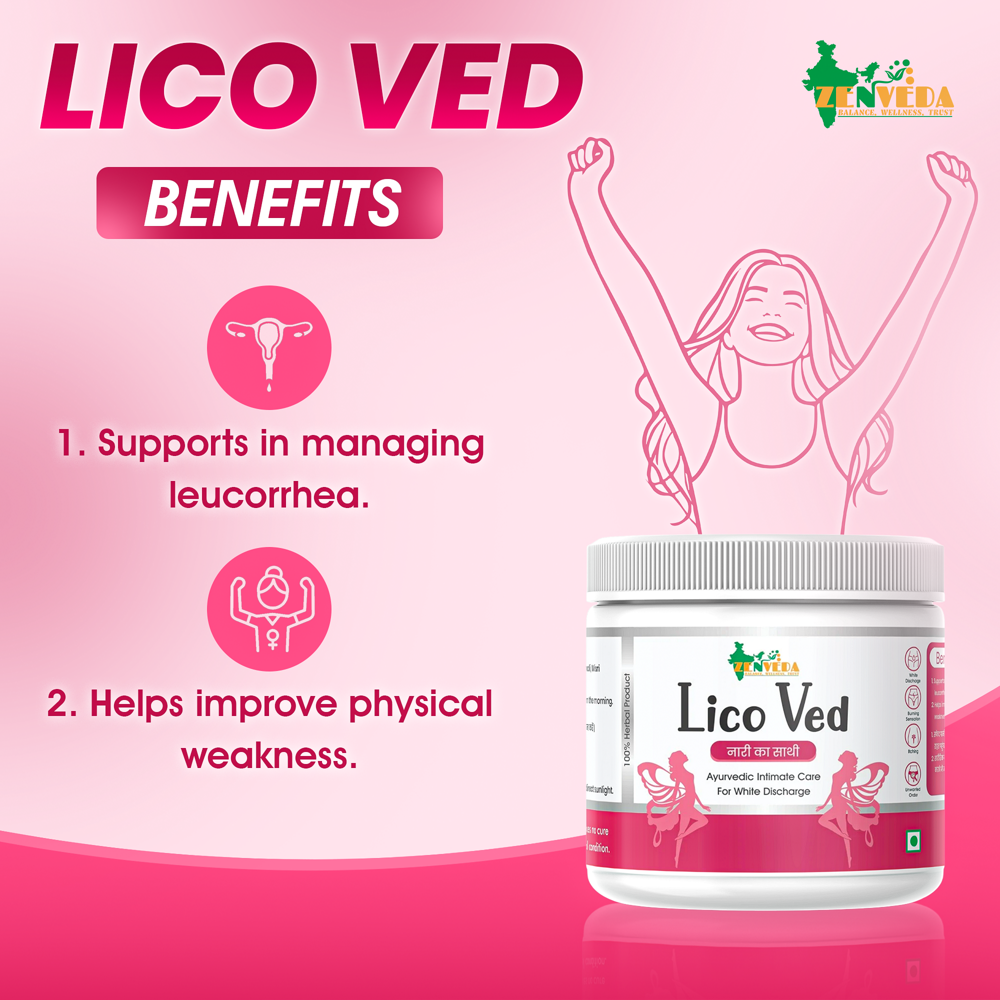 Lico Ved | Female's Hormonal Balance, Menstruation Support, Urinary Tract Support, Ayurvedic Wellness Formula - 60 Capsules