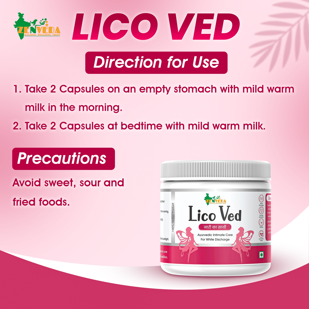 Lico Ved | Female's Hormonal Balance, Menstruation Support, Urinary Tract Support, Ayurvedic Wellness Formula - 60 Capsules