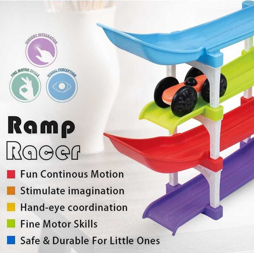 Kids 4-Level Ramp Racer Track Toy with Mini Cars
