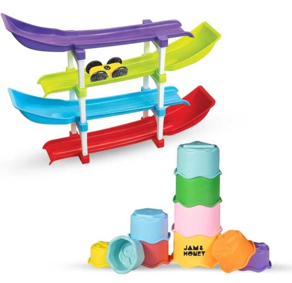 Kids 4-Level Ramp Racer Track Toy with Mini Cars