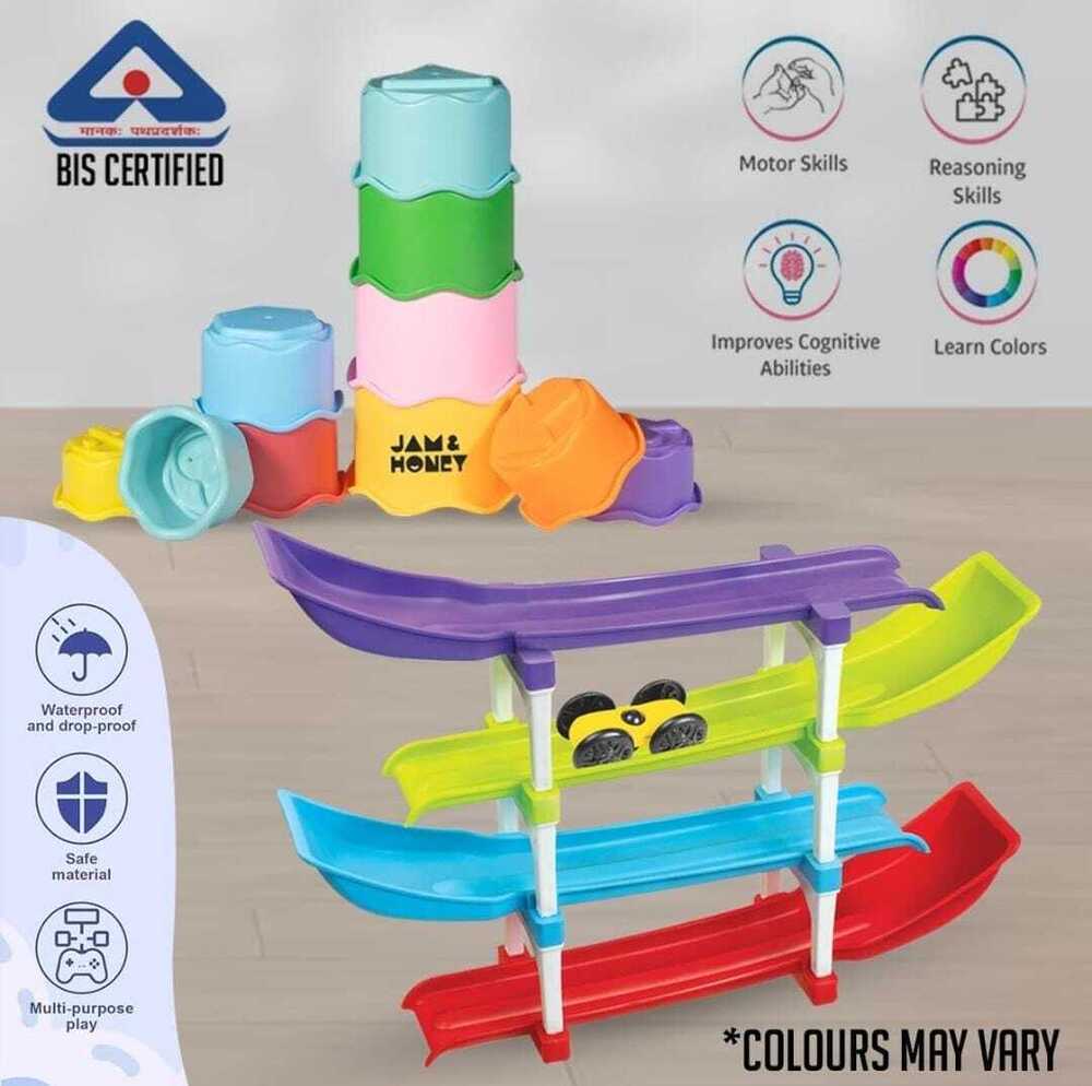 Kids 4-Level Ramp Racer Track Toy with Mini Cars