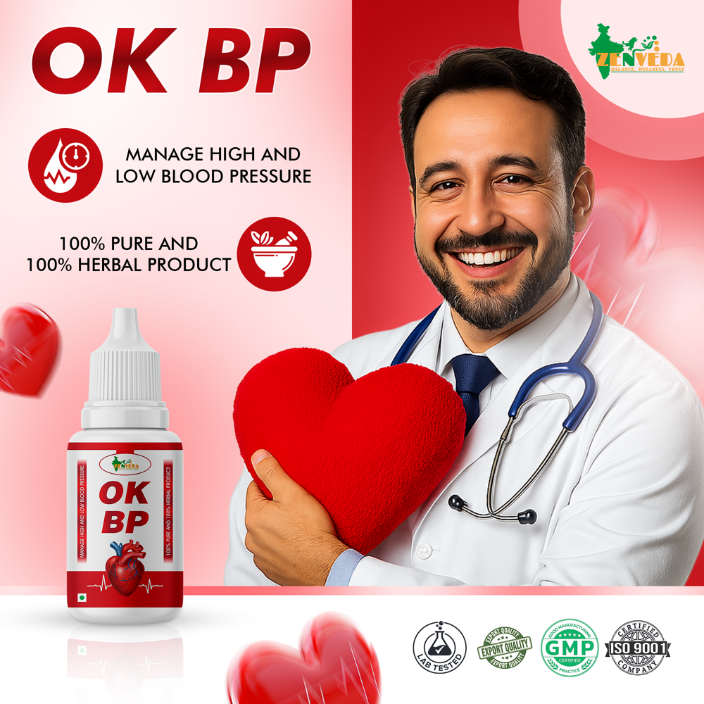 Zen Veda Ok Bp Drops Natural Bp Support Supplement - 30Ml - Best Before: 3 Years
