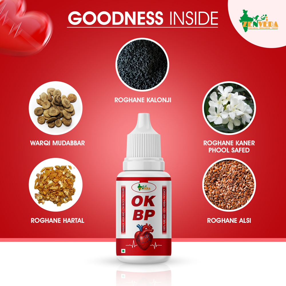 OK BP | Herbal Blood Pressure Support | Natural Supplement for Healthy BP, Heart & Vascular Function - 30ml
