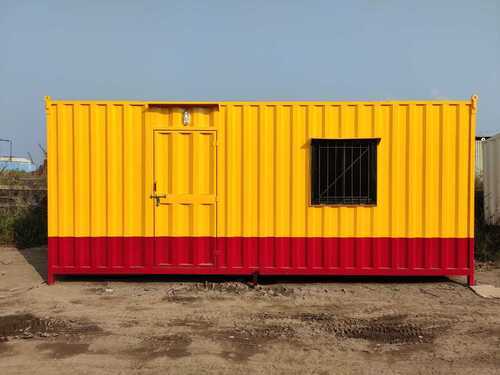 Ms Portable Cabin - Steel Material, 20 Feet Length, 8-10 Feet Height | Wind Resistant, Insulated Steel Walls, Available In White And Blue