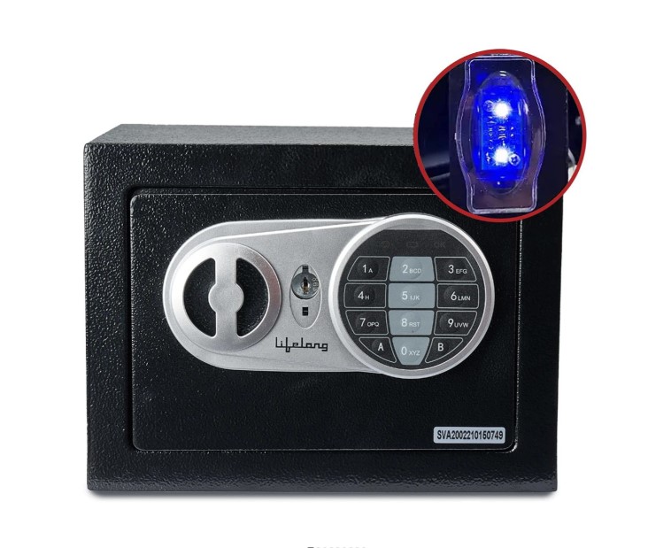 Lifelong Home Safe Locker with Key for Home, 8.6 Litre Capacity, 3 Live Bolts, 5mm Sturdy Metal Door(LLHSL03)