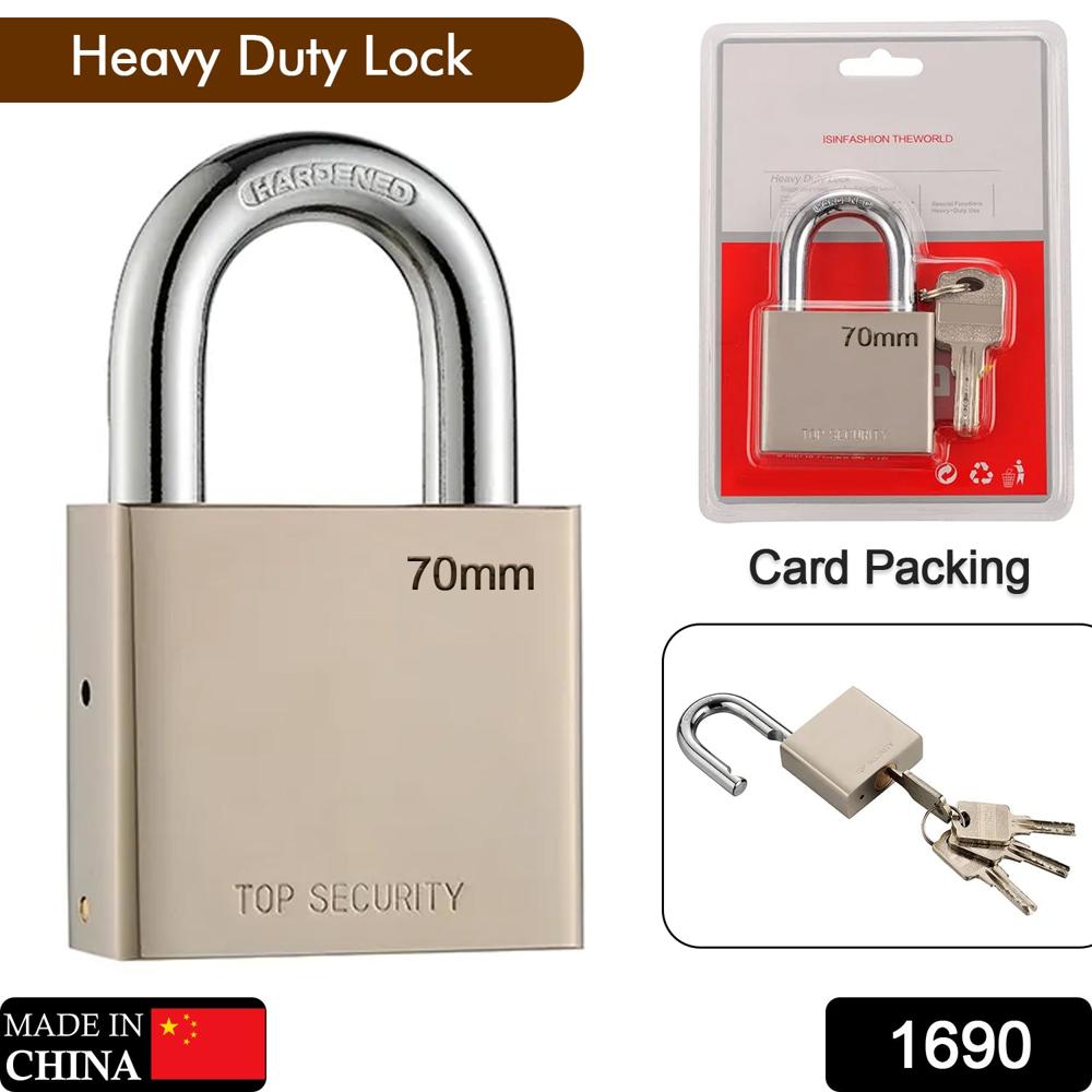 Heavy Steel Premium Square Padlock 70mm With 4 Keys Hardened Shackle For Doors - Color: Mix