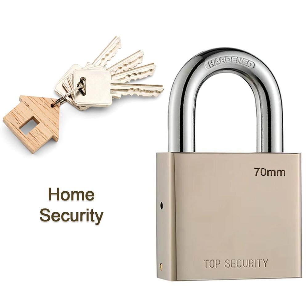 Heavy Steel Premium Square Padlock 70mm with 4 Keys Hardened Shackle for Doors
