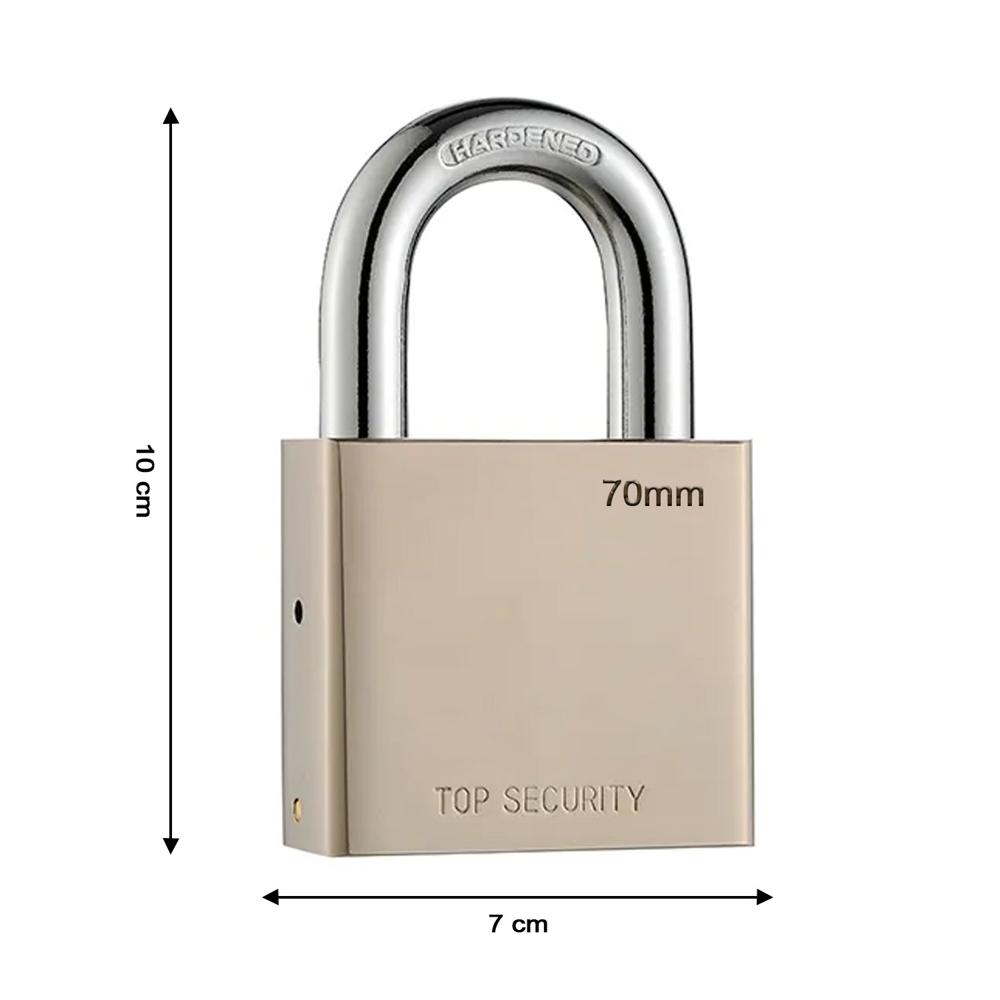 Heavy Steel Premium Square Padlock 70mm with 4 Keys Hardened Shackle for Doors