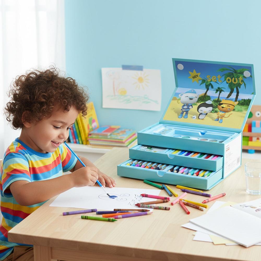 Drawing Kit Box for Kids with Colors & Tools (1 Pc)
