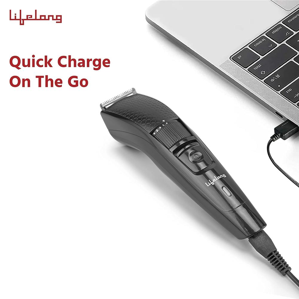 Lifelong Trimmer- 45 Minutes Runtime; 20 Length Settings | Cordless, Rechargeable Trimmer with 1 Year Warranty (LLPCM13, Black)