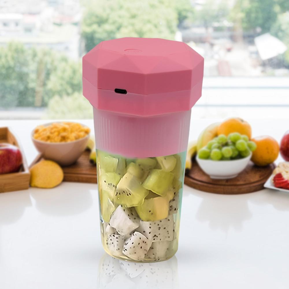 Portable Multifunctional Electric Juicer Cup Usb Juice Maker 6 Blade (350 Ml) - Color: Mix