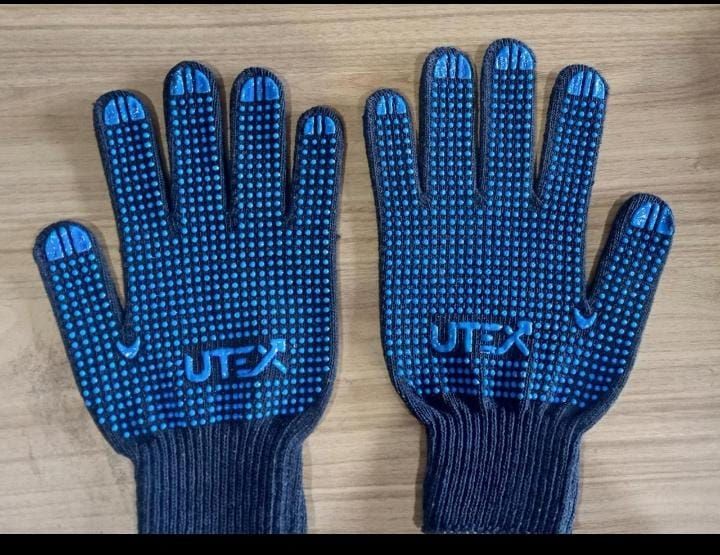 Pvc Dotted Hand Gloves - Color: Navy Blue