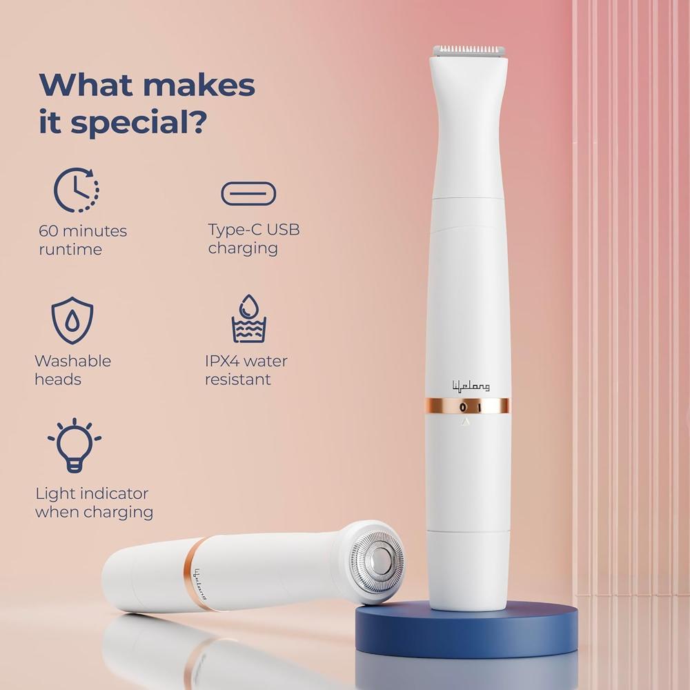 Lifelong LLPCW30 Rechargeable Eyebrow, Underarms And Bikini Trimmer (White) - 1 Hour Runtime 