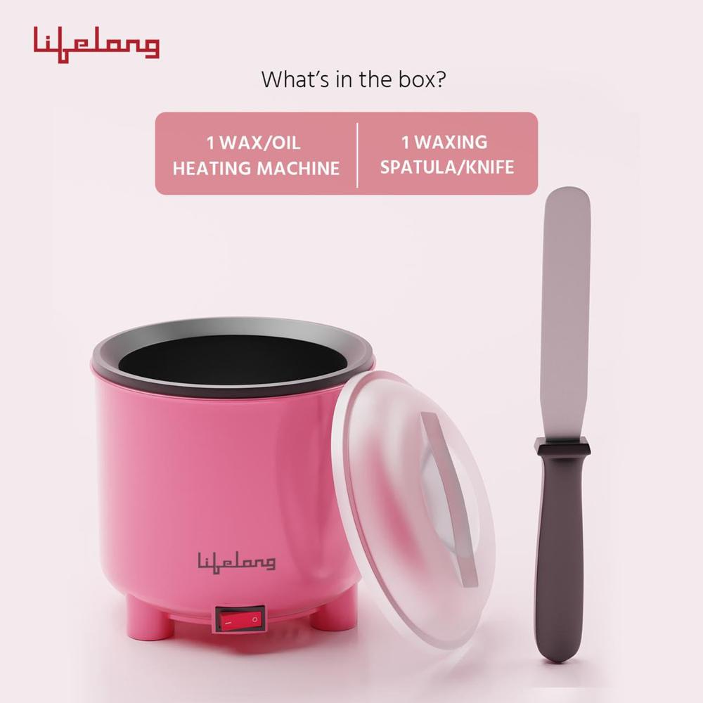 Lifelong Wax Heater with Wax Applicator Spatula for Waxing for Women | One Touch Operation Wax Heater Machine for Smooth Hair(LLEWH18)