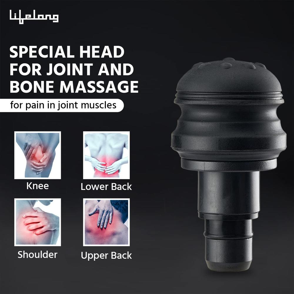 Lifelong Gun Massager | Percussion for Full Body Pain Relief | 6 Heads | LED Touch | 30 Speed Levels | 1 Year Warranty (LLGM09, Black)