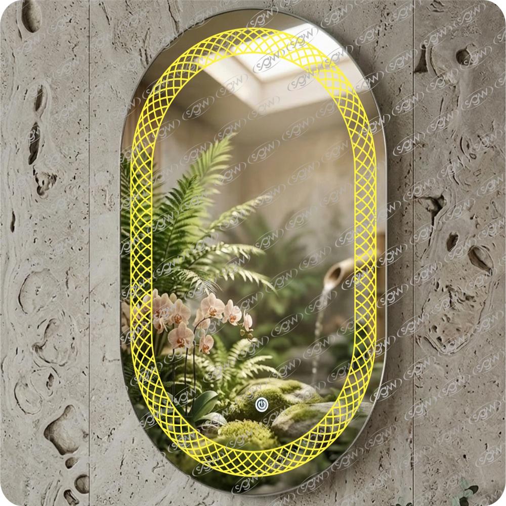 Stylish Capsule Shape Led Mirror - Color: Yellow