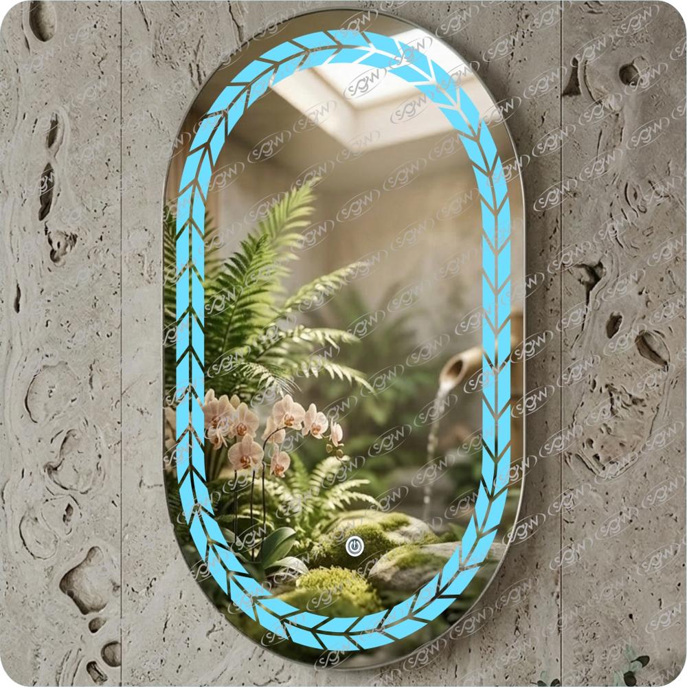 Stylish Capsule Shape Led Mirror - Color: Yellow