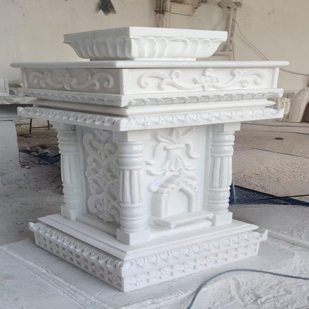 White marble tulsi pot 